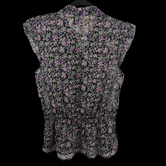 Fire Los Angeles Ruffled Sheer Floral Top Size Large - Picture 3 of 13